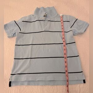 Boys Size 6/7 Small Light Blue striped cotton short-sleeve polo
